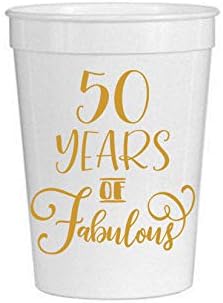 50 години чудесни бели чаши - сет од 10-50 -ти роденденски пластични чаши - 50 -ти чаши за стадион за роденден - 50 -ти роденденски