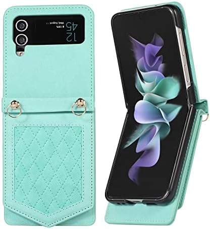 XYX Паричник Случај За Samsung Z Flip3 5G, Crossbody Ремен СТП Кожа РФИД Блокирање Кредитна Картичка Држач Картичка Случај Скриени Огледало Со Прилагодливи Јаже За Galaxy Z Flip 3 5G, Ве?