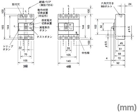 Mitsubishi Electric NV250-CV 3P 175A 1.2.500MA прекинувач на колото-лигав на земја