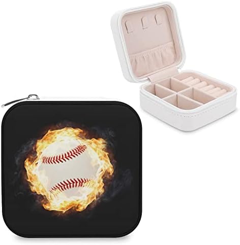 Бејзбол Во Оган Изолирани Патување Накит Кутија За Печатење Кутија За Чување Ѓердан Обетка Прстени Искра