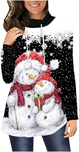 HGNAY Среќен Божиќен џемпер пуловер, жени со долг ракав, XMAS стил, печати џемпер, есен зимски тенки удобни палто јакна
