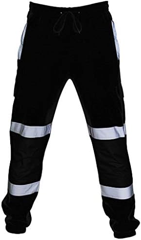 Венкомг1 Машки HI Vis Work Pantance Pantance Рефлексивни безбедносни панталони со голема видливост Облека за прицврстување Обични