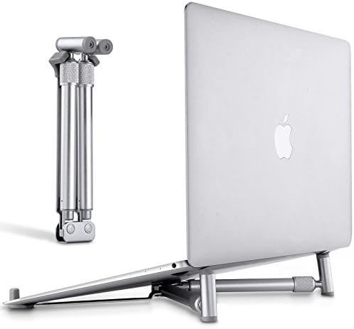 Jubor преносен штанд за лаптоп, прилагодлив штанд за лаптоп за MacBook Pro, алуминиумска биро за преклопување компактен универзален компјутер за ладење на компјутер за 12 13