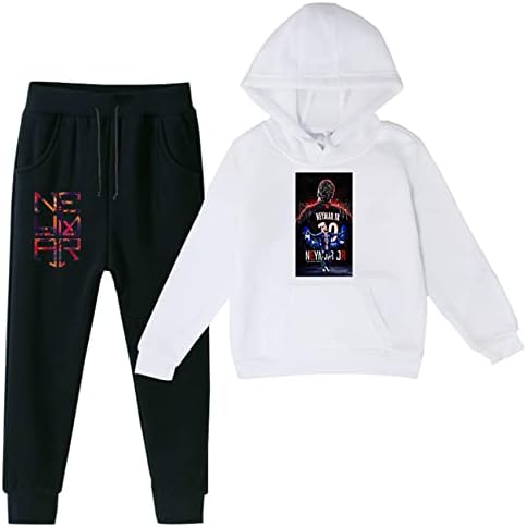Benlp Wokenday Boys Graphic Pullover Hoodie, Girls Neymar Jr Fleece Sweatshirt+Pantans Pantans-2pcs потта