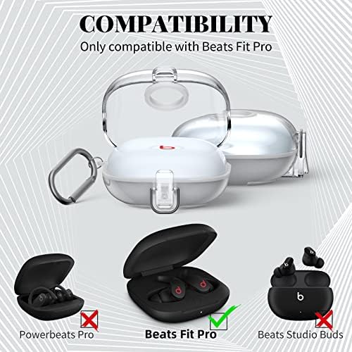 [Безбедно заклучување] Beats Fit Pro Case Clear, Wofro Armor Procproof Заштитна обвивка за Beats Fit Pro Earbuds 2021 тврда