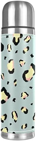 Вакуум од кожа од не'рѓосувачки челик изолирана кригла леопард печати термос шише со вода за топли и ладни пијалоци деца возрасни