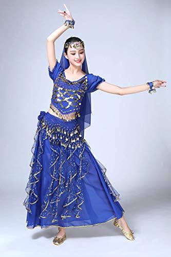 Orените Оридор, стомакот, фустан за танцување Индиски боливудски костими за Ноќта на вештерките шифон, сјајни стомачни танцувачки