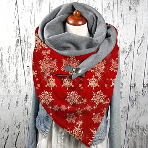 Женска шамија топло меко печатење копче мода зимска турбан завиткана шала голема карирана шамија