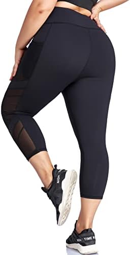 Ние ги манжефрираме женските плус хеланки со големина на половината јога панталони со џебови за тренингот за тренингот на мешунките