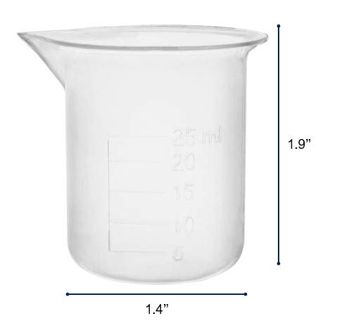 Пластична Чаша, 25мл - Полипропиленска Пластика-Подигнати Дипломи, Заострен Излив-Евра Дизајн-Еиско Лаборатории