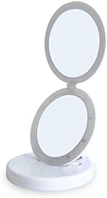 Огледало за шминка на Зчан - Думно LED осветлена огледало за шминка - Компактна суета за преклопување и огледало за патување