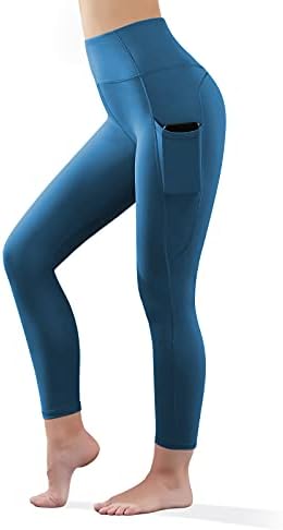 Hemенски хеланки на Pasomix со џебови со високи половини од јога панталони контрола на стомакот, меки атлетски панталони со сквоти, меки атлетски панталони