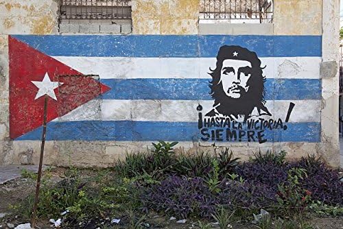 Фотографија на историски производи: Рачно насликана фреска од кубанско знаме, Че Гервара, Олд Хавана, Куба, соседство