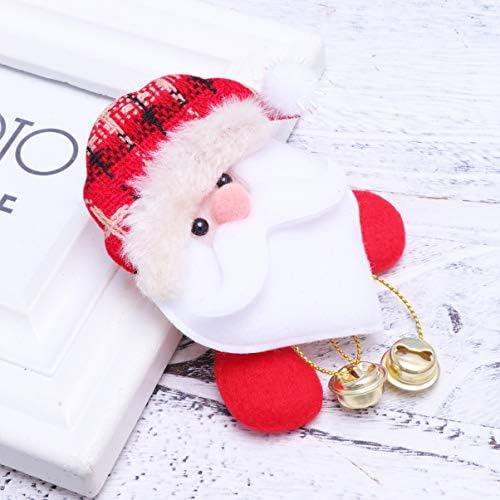 Toyandona LED осветли Божиќ Дедо Мраз брош иглички со џингл sвончиња симпатична емајл лапел игличка Божиќна забава фаворити подароци