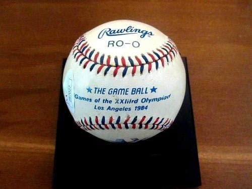 Марк Мекгвир 1984 година Олимпијадата во Лос Анџелес користеше потпишан авто бејзбол JSA LOA - MLB игра користена бејзбол