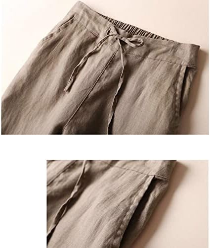 Женски постелнина исечени широки панталони со нозе високи еластични половини долги исечени панталони се протегаат директно лето