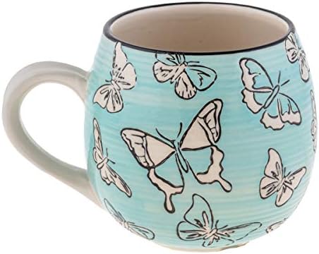 КАРМА ПОДАРОКИ ФИОНА Керамички кригла - 16 -унца шолја за кафе - слатки чаши за жени и мажи - пеперутка