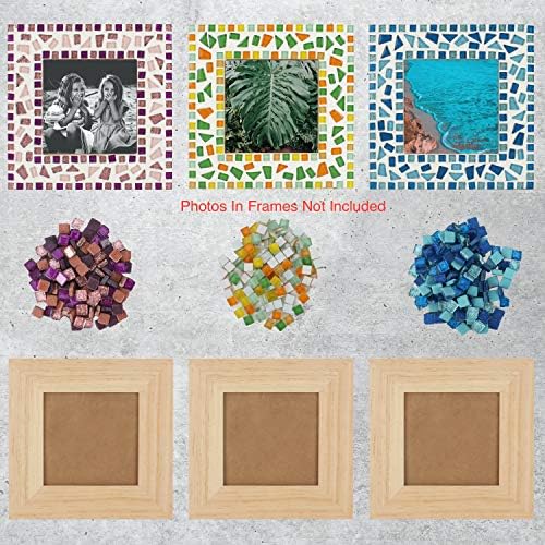 Комплет за рамка за мозаик за возрасни, занаетчиски плочки за почетници 4 x 4 инчи дрвена рамка со меки стаклени плочки за квалитет