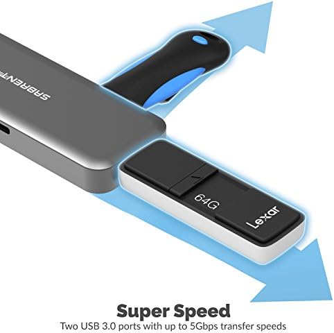 SABRENT 8-во-1 USB Тип-C Центар со HDMI Излез, 3 USB 3.0 Порти, 1 USB 2.0 Порта, SD/MicroSD Мулти-Картичка Читач [4k И Поддршка