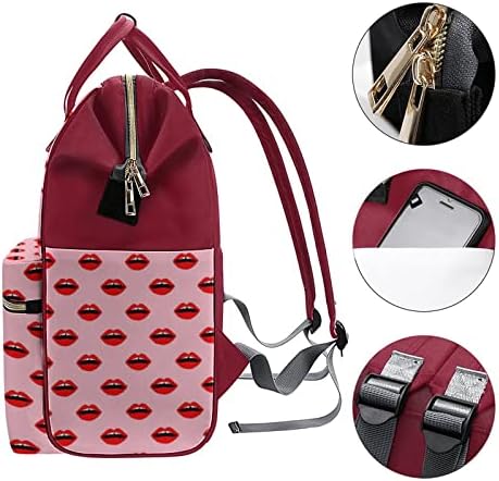 Усни Црвен кармин водоотпорен мама ранец со голем капацитет со голема торба за повеќекратна торба за повеќекратна торба