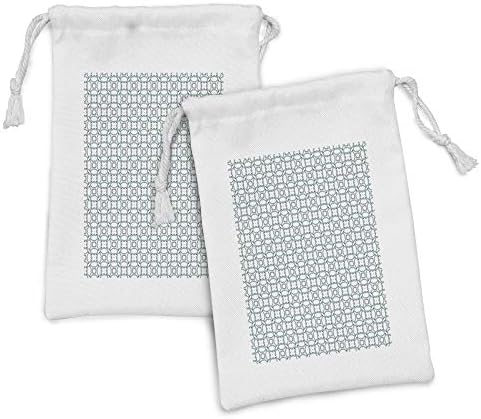 Амбесон апстрактна торбичка за ткаенини од 2, украсни стилски квадрати Геометриски starsвезди Зелени ленти и мали плус форми,