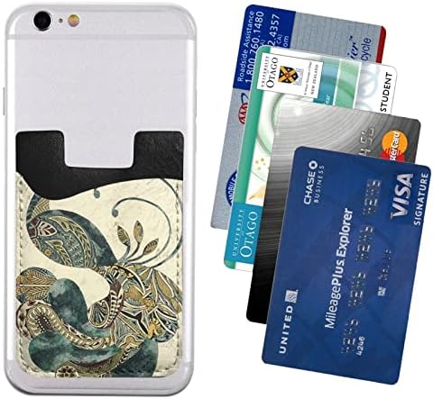 Држач на картички за мобилни телефони со паун, кожен мобилен телефон за паста за паричник, држач за еластична картичка на задниот