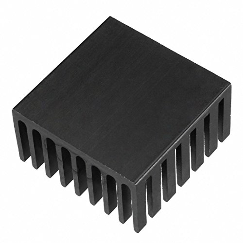 Uxcell алуминиум за ладење на таблата за ладење на табла за ладење на плочата за ладење црна црна 28mmx28mmx15mm 2 парчиња за
