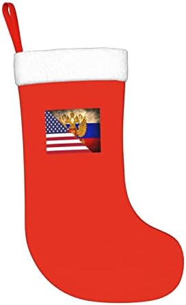 Американско знаме и руски орел ретро амблем Божиќни чорапи, подароци за одмор на Божиќни празници за украси за семејни празници