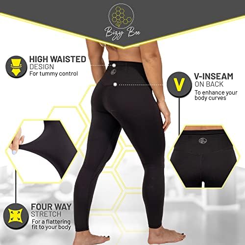 Bizy Bee High Weaster Belegring Heals за жени - Softенски хеланки за меки тенок за спорт, јога, трчање и секојдневно носење