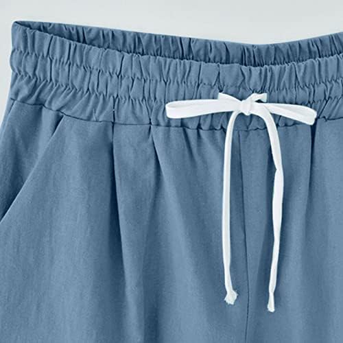 Женски џебни џебни шорцеви Постелни панталони за лекови за печатење графички шорцеви летни случајни кратки пантолони за џемпери