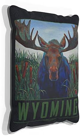 Вајоминг Бул лос платно фрли перница за кауч или тросед дома и канцеларија од нафта сликарство од уметникот Кари Лер 13 x 19.