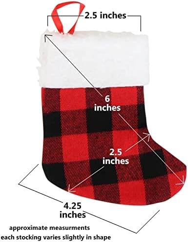 Иконикал Мини Божиќни Чорапи, 6-Инчен, Црвен Бивол Кариран, 24-Пакет