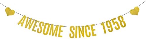 Веиандбо Злато Сјајот Банер за 65-Ти Роденден Декорации Материјали,Пред-Нанижани, Сјајот Злато Хартија Венци Банер Бантинг Знак