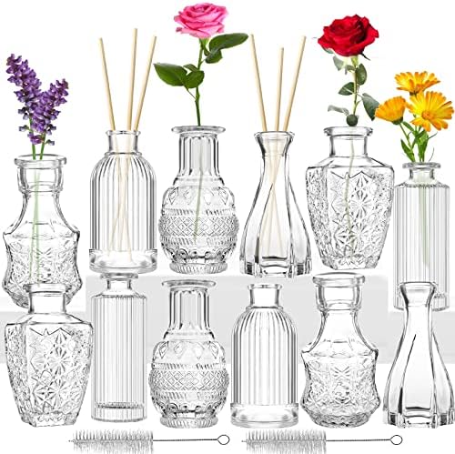 Цветна вазна пупки вазни во најголем дел од 12 стаклени вазни за цвеќиња чисти вазни за централни делови за домашни украси за