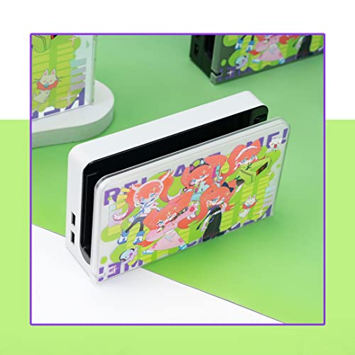 Enfily Cyber ​​Girl Dock Cover For Nintendo Switch OLED за полнење за полнење, анти -гребење водоотпорен заштитен случај