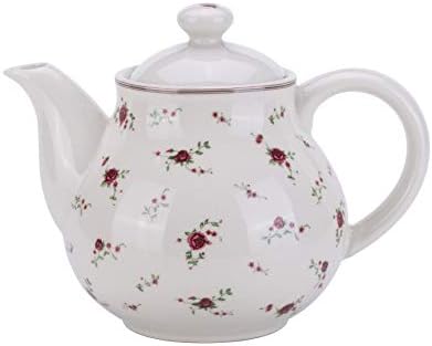 Порцелански чајници Lonovel со капаци, гроздобер чајник прекрасен дизајн на роза, цветен керамички чај тенџере голем за кујна