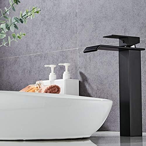 Црн басен тапа цврста месинг бања бања тапа топла и ладна водопад миксер мијалник мијалник со единечна рачка палуба монтирана