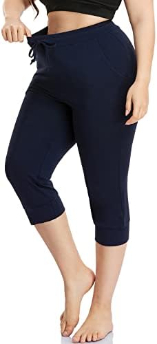 Voguemax Women'sенски плус големина Капри јога панталони обични исечени џогери џемпери со џебови