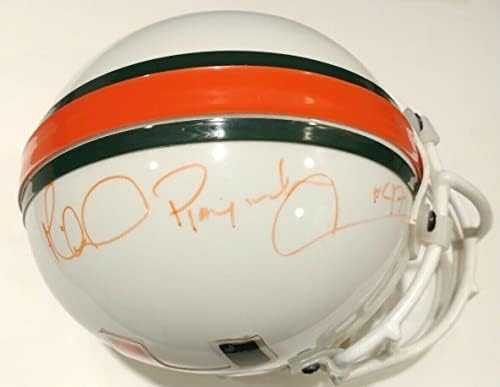 Мајкл ирвин потпиша авто Мајами Урагани Мини шлем впишан Плејмејкер-Автограм Колеџ Мини Шлемови