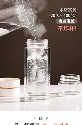 Моко Подарок двослојна Чаша во стил симпатична креативна чаша за чај убава чаша за вода чај одвојување на вода стаклена чаша