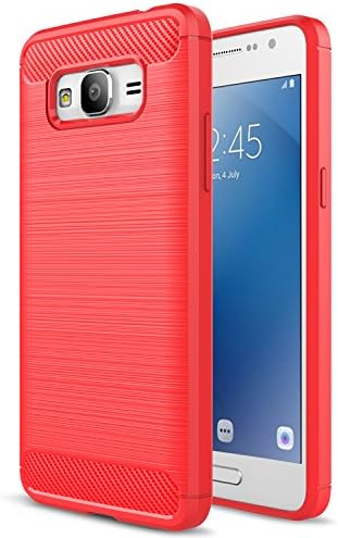 Galaxy J2 Prime Case, Hualubro [отпорна на гребење] тенок шок од јаглеродни влакна, апсорбирајќи TPU, тенок браник Телефон заштитен случај на куќиште за Samsung Galaxy J2 Prime - црвена