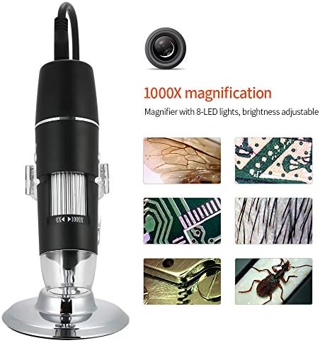 ДИГИТАЛЕН Микроскоп,USB Микроскоп ЗА Зголемување ОД 1000X СО Зголемувач На Штандот со Лупа ОД 8 LED Светло