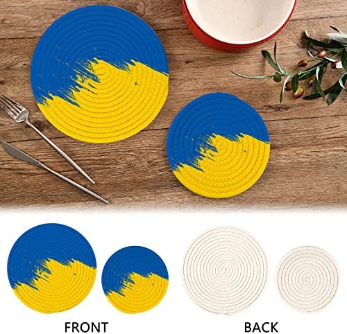Kigai сет од 2 жолти сини отпорни на топлина, кои се наоѓаат во кујна, памук, памук, држач за трпезариска плоча, нелизгање,