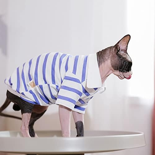 Облека за мачки без влакна од Wcdjomop - пролетно лето памучно памучно маица лента за печатење со долги ракави пулвер за дишење