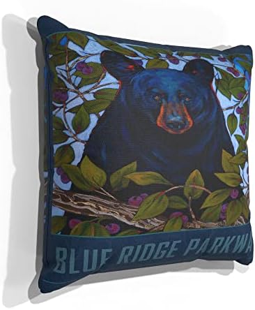 Blue Ridge Parkway Бери мечка платно фрлајте перница за кауч или софа дома и канцеларија од нафта сликарство од уметникот Кари