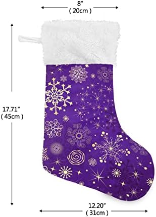 Алаза Божиќни чорапи зимска виолетова виолетова боја со златни снегулки Божиќни класични персонализирани големи декорации за