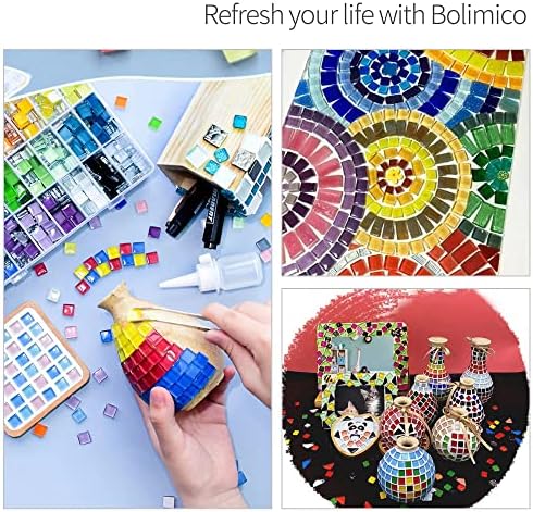 Болимико мозаична плочка, 0,6инч мозаик уметнички комплети за деца или возрасни, витраж парчиња за занаети Масовно, DIY Дома