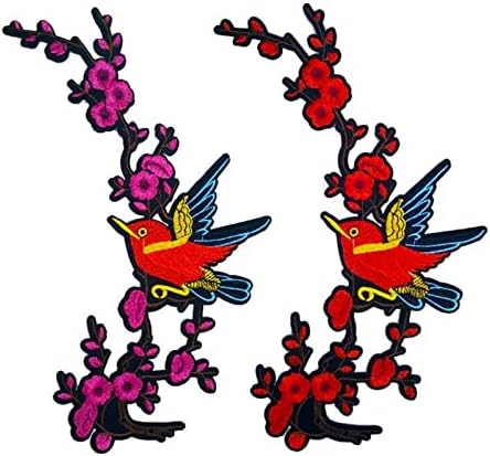 Замихалаа 7 бои птица со цвет DIY железо на налепници за лепенка извезена обратна јака лепенка за маици фустани палто NL163