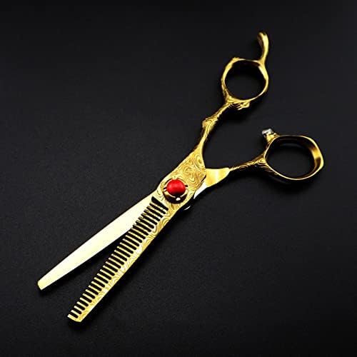 Ножици за сечење на косата, 6 инчи професионални во резолуција на злато дамаск ножици за сечење на косата за слабеење берберски