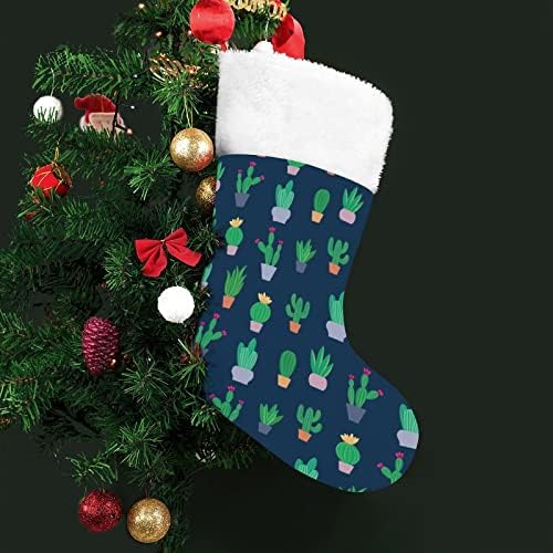 Различни кактус сукуленти во саксии Божиќ виси чорапи за порибување за Божиќно дрво од камин